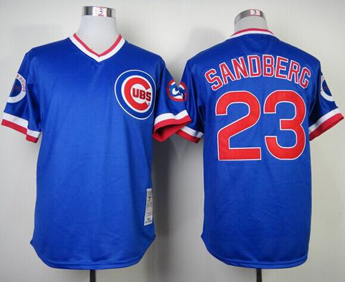 Mitchell And Ness 1984 Chicago Cubs #23 Ryne Sandberg Blue Throwback Stitched MLB Jersey