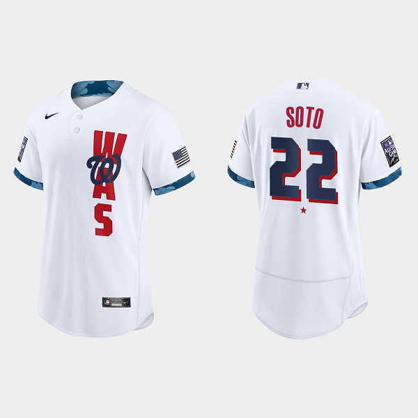 Men's Washington Nationals #22 Juan Soto White 2021 MLB All-Star Game Jersey