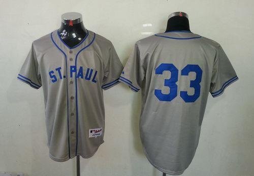 Minnesota Twins #33 Justin Morneau Grey 1948 St. Paul Saints Turn Back The Clock Stitched MLB Jersey