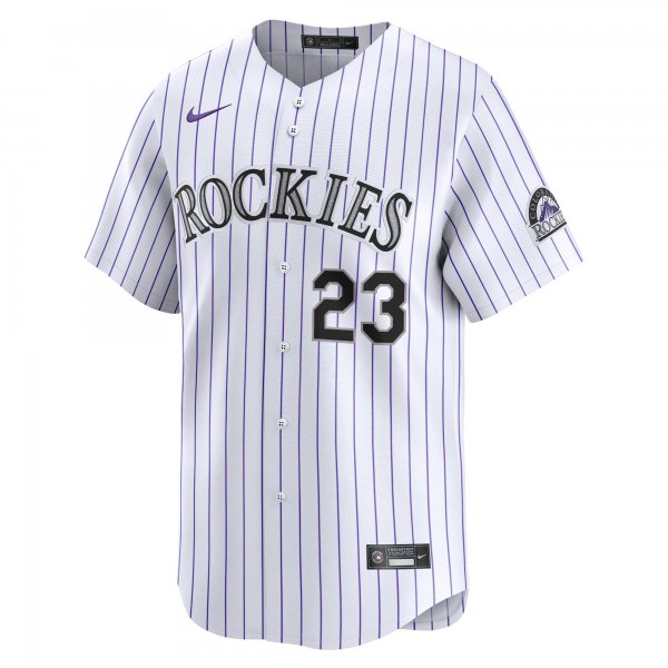 Men's Colorado Rockies Kris Bryant Nike White Home Limited Player Jersey