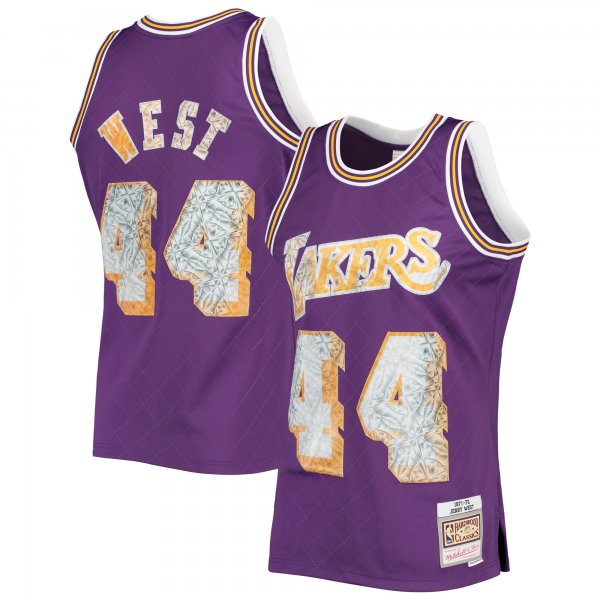 Men's Los Angeles Lakers Jerry West Mitchell & Ness Purple 1971/72 Hardwood Classics NBA 75th Anniversary Diamond Swingman Jersey