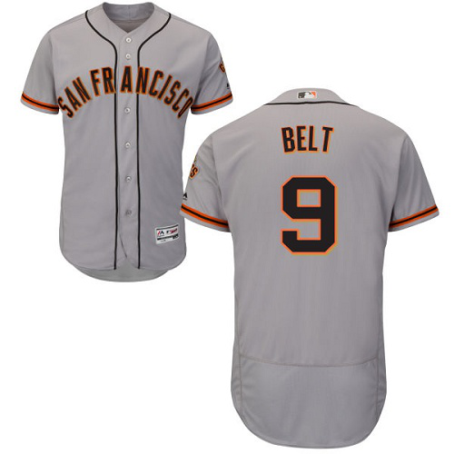 San Francisco Giants #9 Brandon Belt Grey Flexbase Collection Road Stitched MLB Jersey