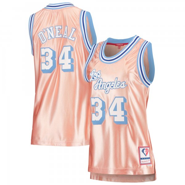 Women's Los Angeles Lakers Shaquille O'Neal Mitchell & Ness Pink 75th Anniversary Rose Gold 1996 Swingman Jersey