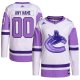 Men's Vancouver Canucks adidas White/Purple Hockey Fights Cancer Primegreen Custom Jersey