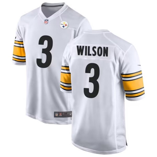 Nike Pittsburgh Steelers #3 Russell Wilson Men's NFL Stitched White Jersey