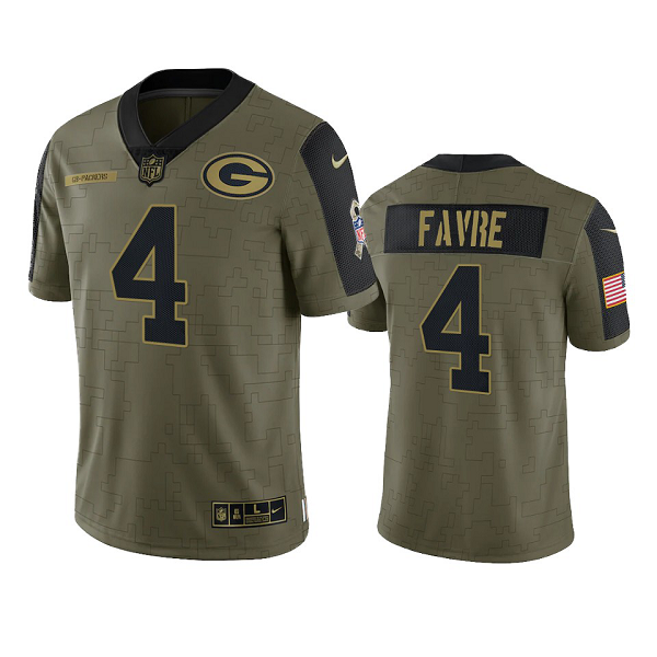 Green Bay Packers Brett Favre Olive 2021 Salute To Service Men's Limited NFL Jersey