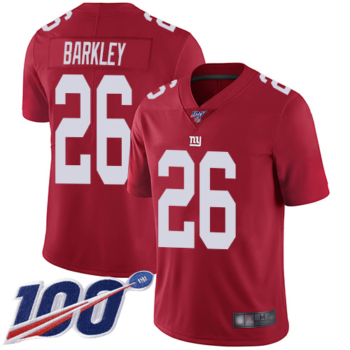 New York Giants #26 Saquon Barkley Red Men's Stitched NFL Limited Inverted Legend 100th Season Jersey