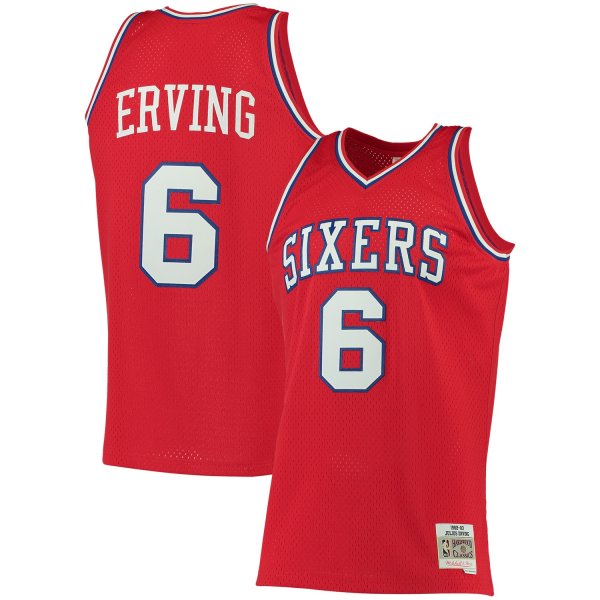 Men's Philadelphia 76ers Julius Erving Mitchell & Ness Red 1982/83 Big & Tall Hardwood Classics Swingman Jersey