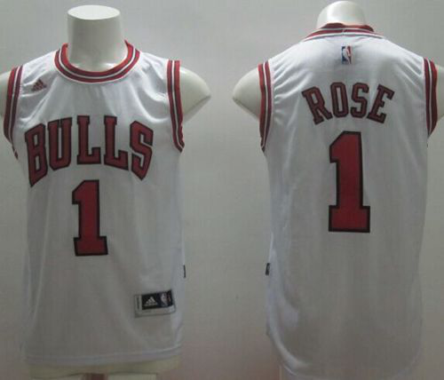 Men's Chicago Bulls #1 Derrick Rose Stitched White NBA Jersey