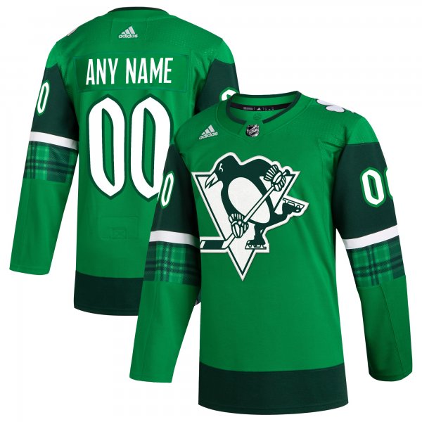 Men's Pittsburgh Penguins  adidas Kelly Green St. Patrick's Day Custom Jersey