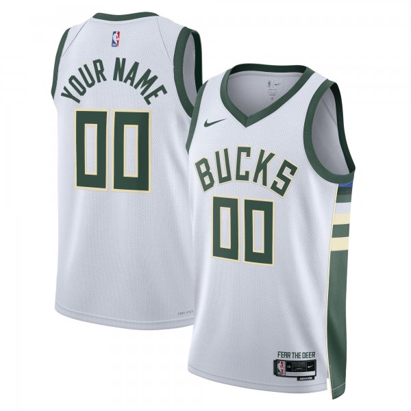 Unisex Milwaukee Bucks Nike White Swingman Custom Jersey - Association Edition