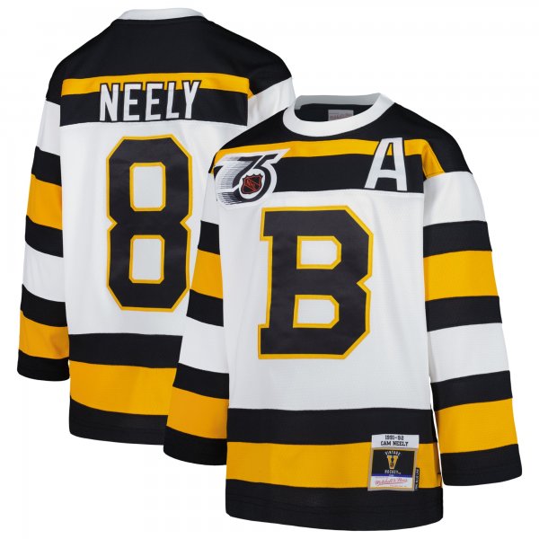 Youth Boston Bruins Cam Neely Mitchell & Ness White 1991 Blue Line Player Jersey