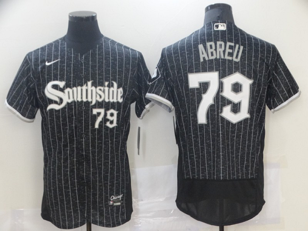 Men's Nike Chicago White Sox #79 Jose Abreu Black MLB 2021 City Connect Player Jersey