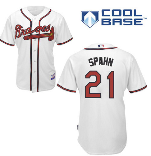 Atlanta Braves #21 Warren Spahn Stitched Cool Base White MLB Jersey