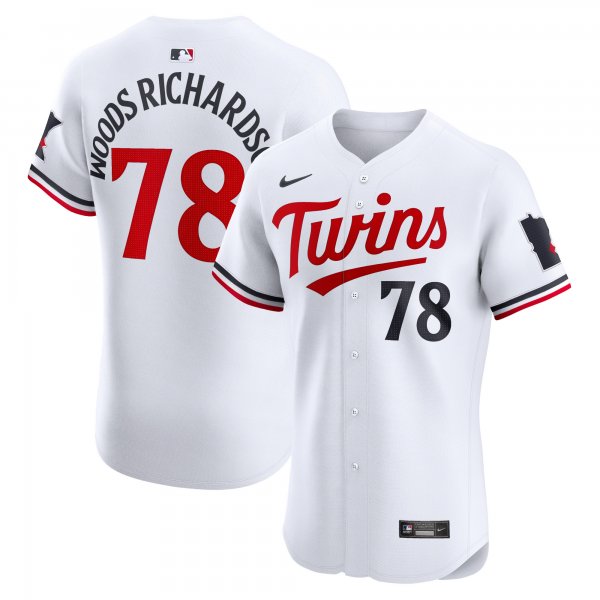 Men's Minnesota Twins Simeon Woods Richardson Nike White Home Elite Player Jersey