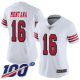 Women's San Francisco 49ers #16 Joe Montana White RushStitched NFL Limited 100th Season Jersey