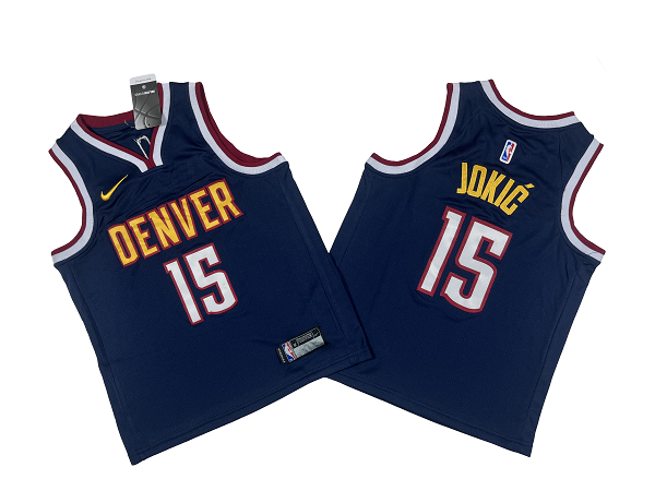 Nike Youth Denver Nuggets #15 Nikola Jokic Deep Blue Mitchell and Ness NBA Jersey