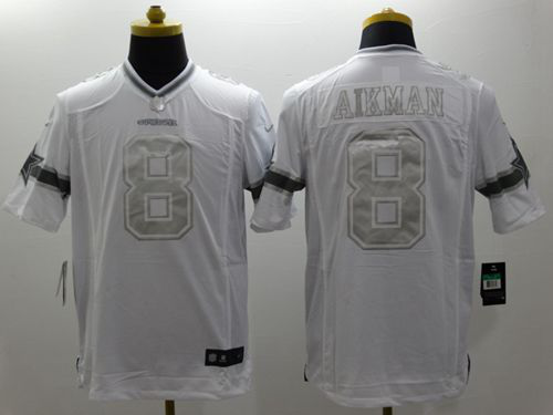 Nike Dallas Cowboys #8 Troy Aikman White Men's Stitched NFL Limited Platinum Jersey