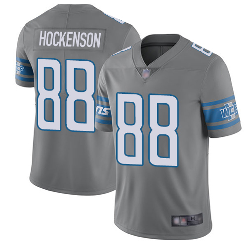 Detroit Lions #88 T.J. Hockenson Gray Men's Stitched NFL Limited Rush Jersey