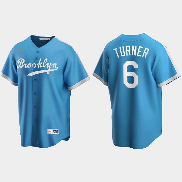 Men's Los Angeles Dodgers #6 Trea Turner Cooperstown Collection Alternate Flex Base MLB Jersey - Blue