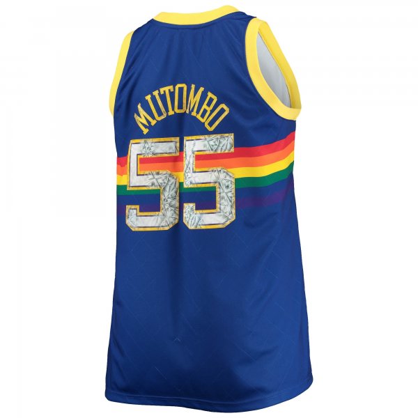 Men's Denver Nuggets Dikembe Mutombo Mitchell & Ness Blue Big & Tall 1991/92 NBA 75th Anniversary Diamond Swingman Jersey