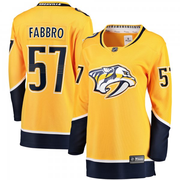 Women's Nashville Predators Dante Fabbro Fanatics Gold Home Breakaway Player Jersey