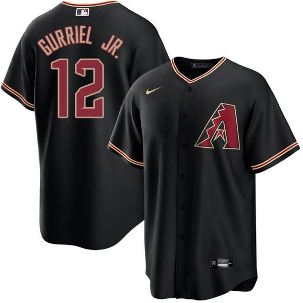 Men's Nike Arizona Diamondbacks #12 Lourdes Gurriel Jr. Alternate Black Jersey