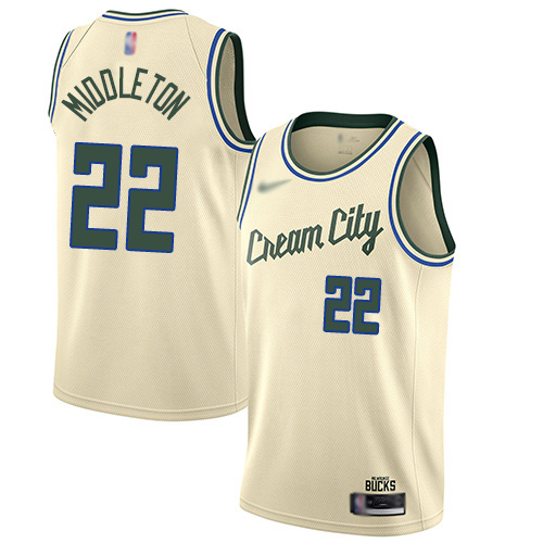 Milwaukee Bucks #22 Khris Middleton Cream NBA Swingman City Edition 2019/20 Jersey