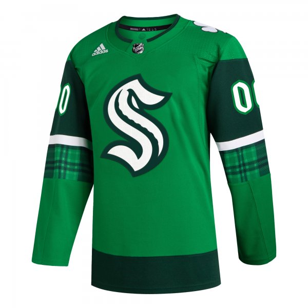 Men's Seattle Kraken  adidas Kelly Green St. Patrick's Day Custom Jersey