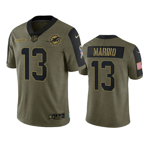 Miami Dolphins Dan Marino Olive 2021 Salute To Service Men's Limited NFL Jersey