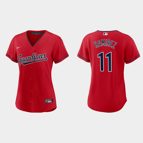 Women's Cleveland Guardians #11 Jose Ramirez Red MLB Jersey