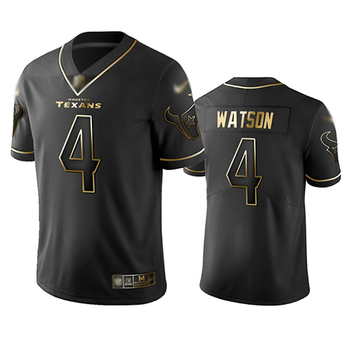 Houston Texans #4 Deshaun Watson Black Men's Stitched NFL Limited Golden Edition Jersey