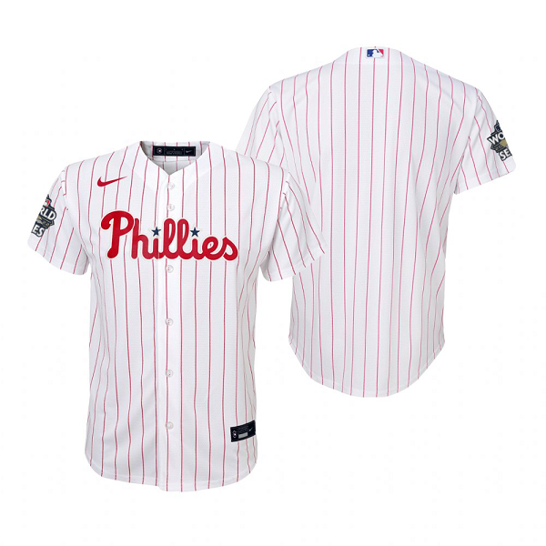 Youth Philadelphia Phillies Nike White 2022 World Series Cool Base Jersey