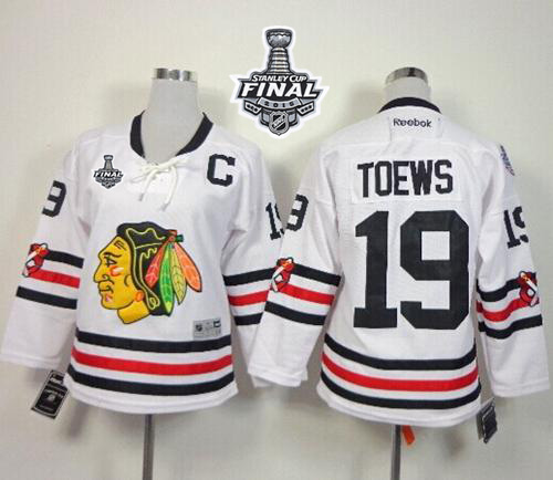 Chicago Blackhawks #19 Jonathan Toews White 2015 Winter Classic Women's 2015 Stanley Cup Stitched NHL Jersey