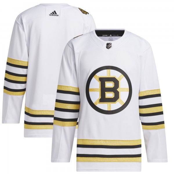 Men's Boston Bruins adidas White 100th Anniversary Primegreen Jersey