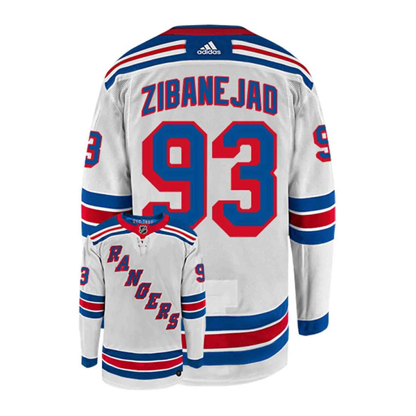 Men's New York Rangers #93 Mika Zibanejad Adidas Ice White NHL Jersey