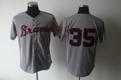 Mitchell And Ness 1969 Atlanta Braves #35 Phil Niekro Grey Stitched MLB Jersey