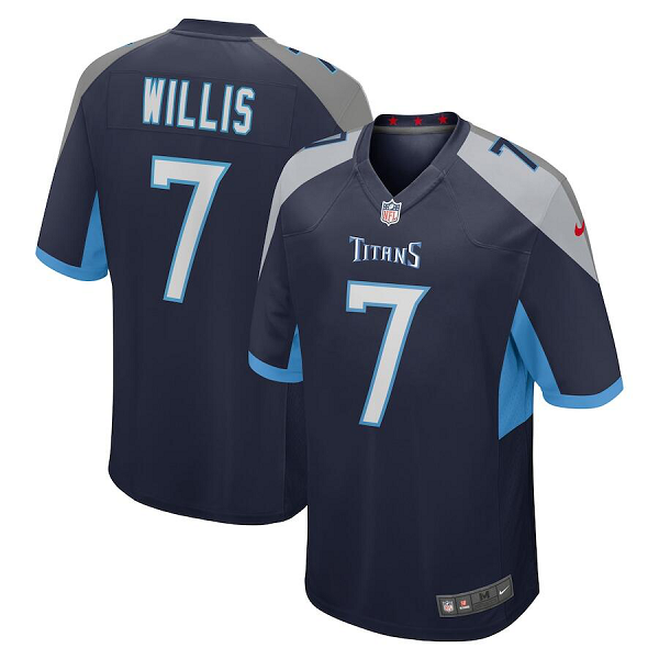 Men's Malik Willis #7 Tennessee Titans Navy Nike Draft Pick Player Game NFL Jersey