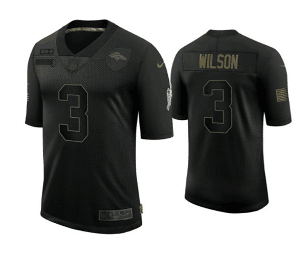 Men's Denver Broncos #3 Russell Wilson Black Salute To Service Limited Stitched Jersey