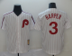 Philadelphia Phillies #3 Bryce Harper White(Red Strip) New Cool Base Cooperstown Stitched MLB Jersey