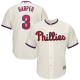 Youth Philadelphia Phillies #3 Bryce Harper Majestic MLB Alternate Official Cool Base Player Cream Jersey