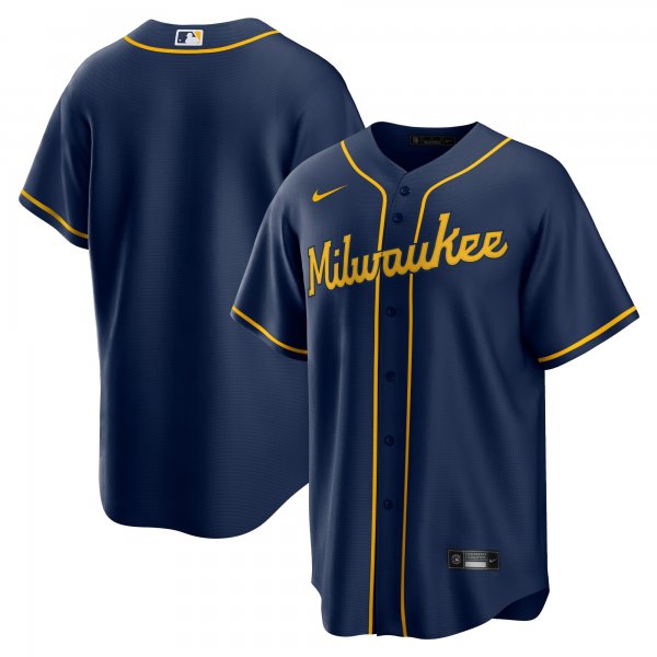 Men's Milwaukee Brewers Nike Navy Alternate Replica Team Jersey