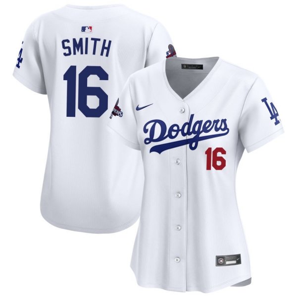 Women's Los Angeles Dodgers #16 Will Smith Nike White 2024 World Series Champions Home Limited Jersey