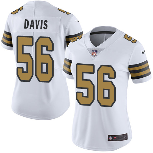 Nike New Orleans Saints #56 DeMario Davis White Women's Stitched NFL Limited Rush Jersey