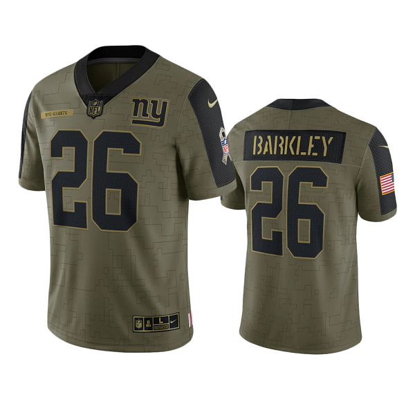 New York Giants Saquon Barkley Olive 2021 Salute To Service Limited Men's NFL Jersey