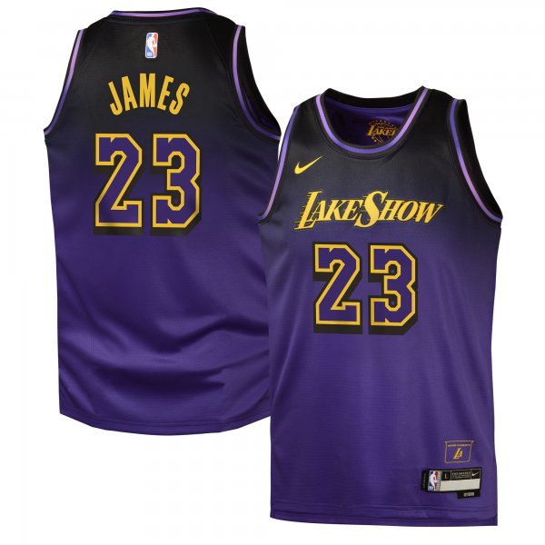 LeBron James #23 Los Angeles Lakers Nike Youth 2024/25 Swingman City EditionPurple Player Jersey