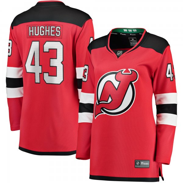 Women's New Jersey Devils Luke Hughes Fanatics Red Home Breakaway Player Jersey