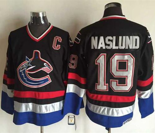 Vancouver Canucks #19 Markus Naslund Black/Blue CCM Throwback Stitched NHL Jersey