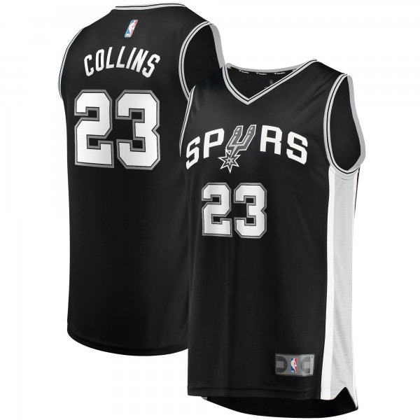 Men's San Antonio Spurs Zach Collins Fanatics Black Fast Break Replica Jersey - Icon Edition