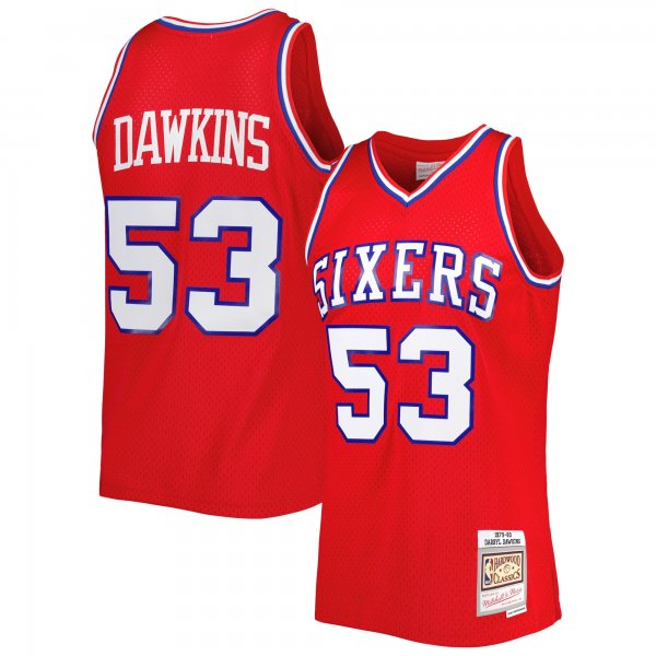 Men's Philadelphia 76ers Darryl Dawkins Mitchell & Ness Red Hardwood Classics 1979/80 Swingman Jersey